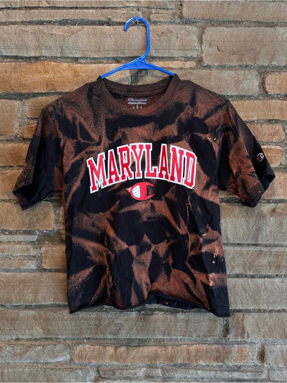 University of Maryland Bleach Dye Cropped Champion Tee Juniors S
